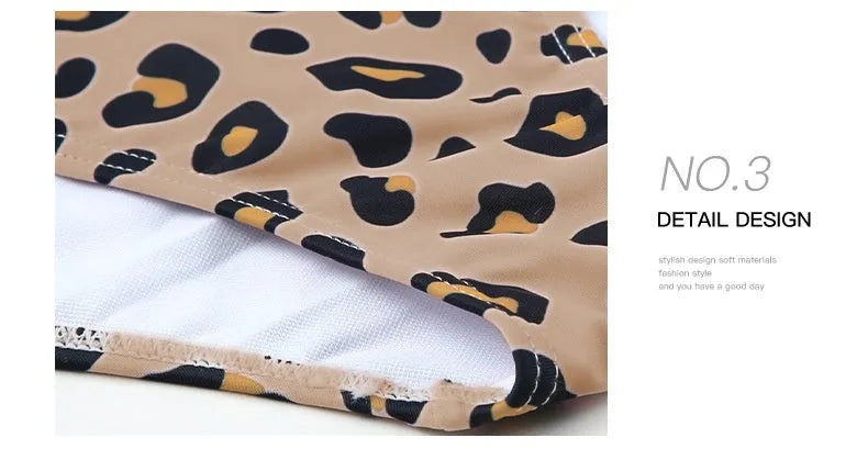 Women's leopard print one-piece swimsuit with an asymmetric collar and high-waist design.