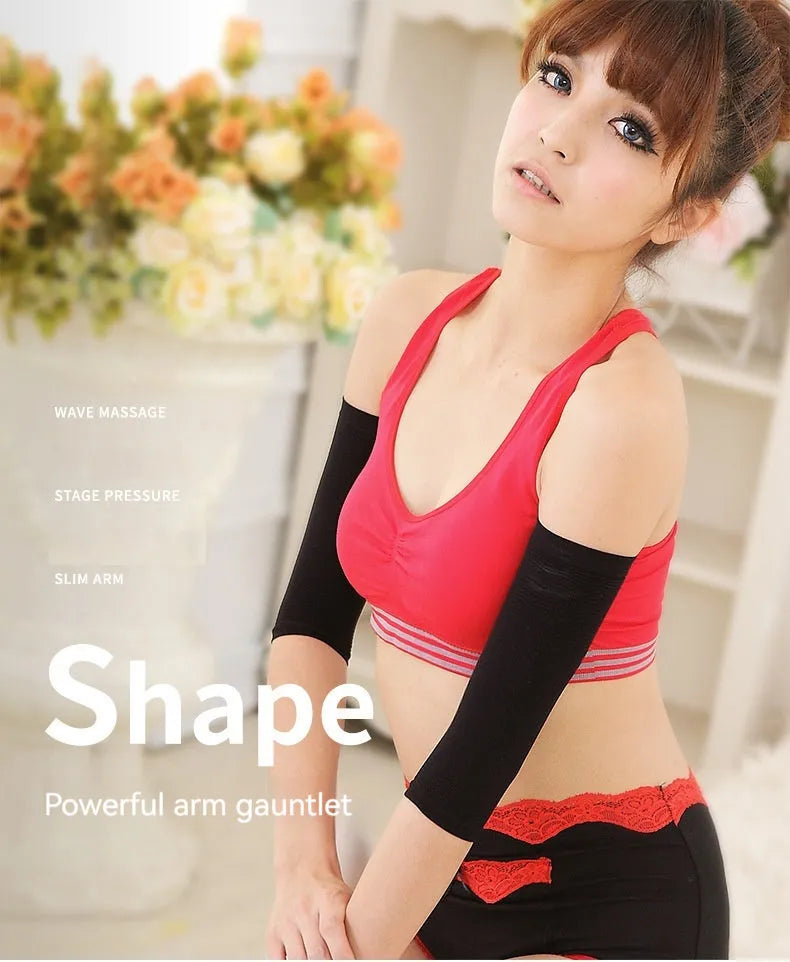 Black and skin colour nylon shaping arm sleeves for women with free size fitting