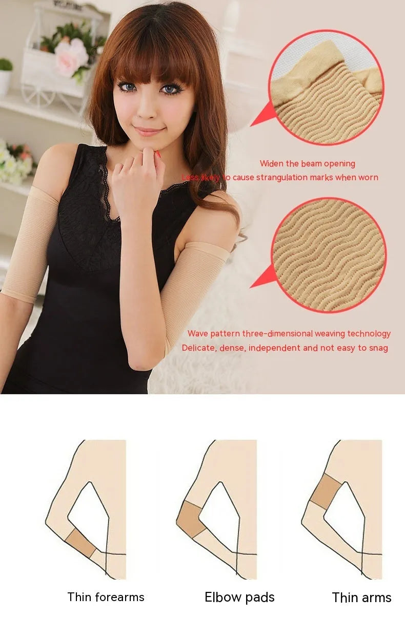 Black and skin colour nylon shaping arm sleeves for women with free size fitting