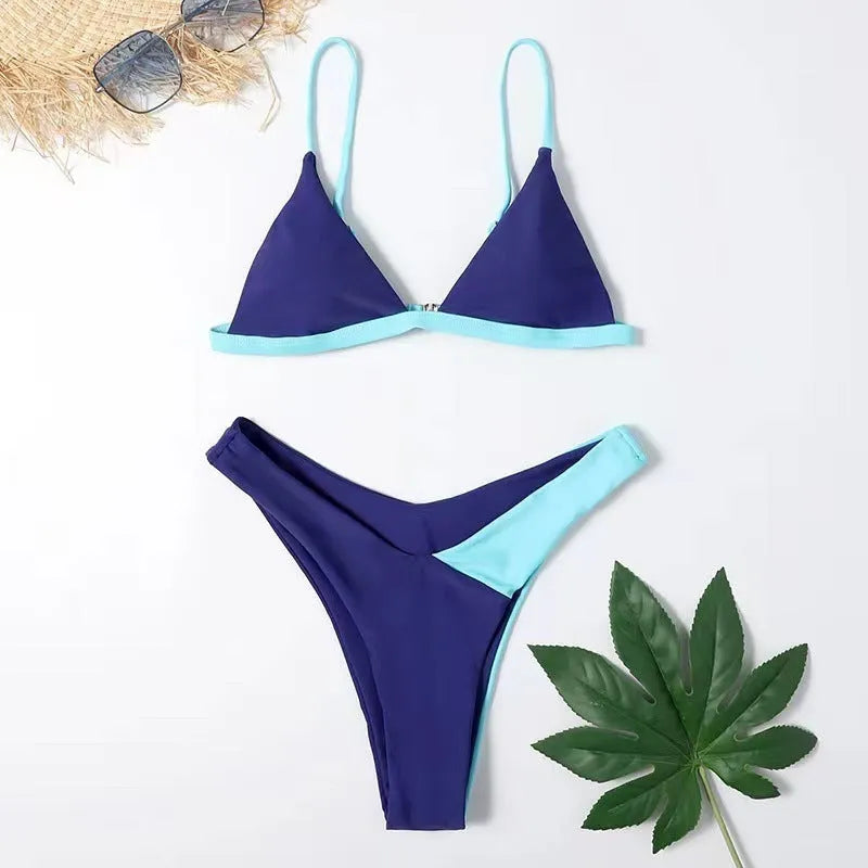 Women's swimsuit briefs in nylon fabric showing Pattern 1 and Pattern 2 colour options