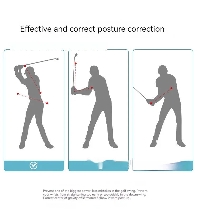 Black golf swing practice rope trainer with silicone elastic string for technique correction