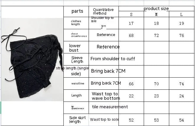 Black three-piece bikini swimsuit set showing separate top and shorts on mannequin