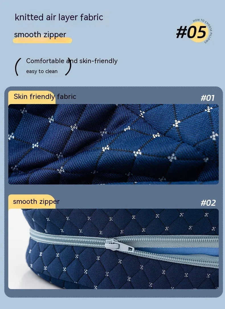 Love heart-shaped memory foam leg pillow in blue colour showing contouring support design