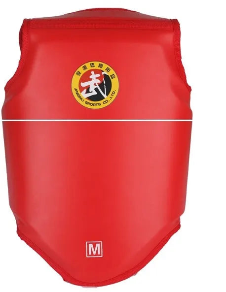 One-piece boxing chest protector in red blue or black PU material for S M L sizes