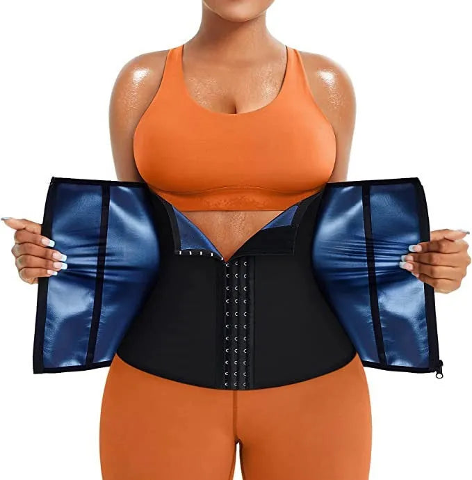 Adjustable neoprene waist shaping belt in blue or silver for abdominal support