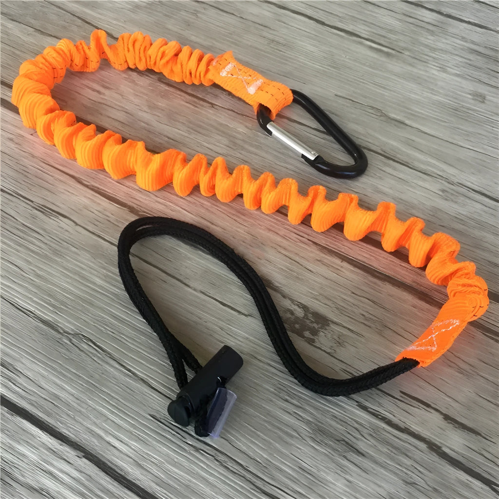 Orange fishing rod safety rope measuring 90cm with 10kg tension rating