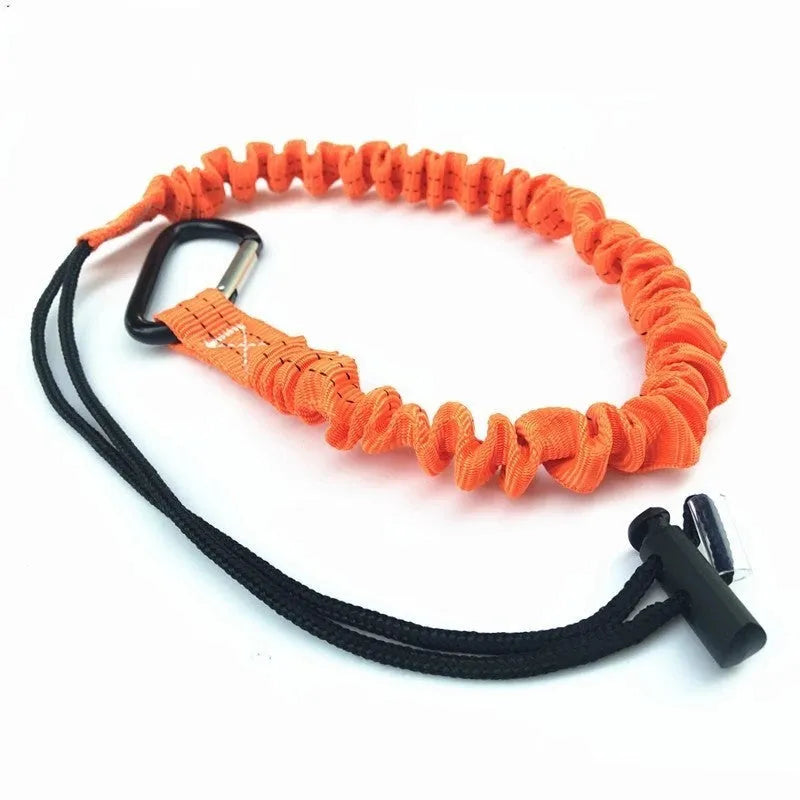 Orange fishing rod safety rope measuring 90cm with 10kg tension rating
