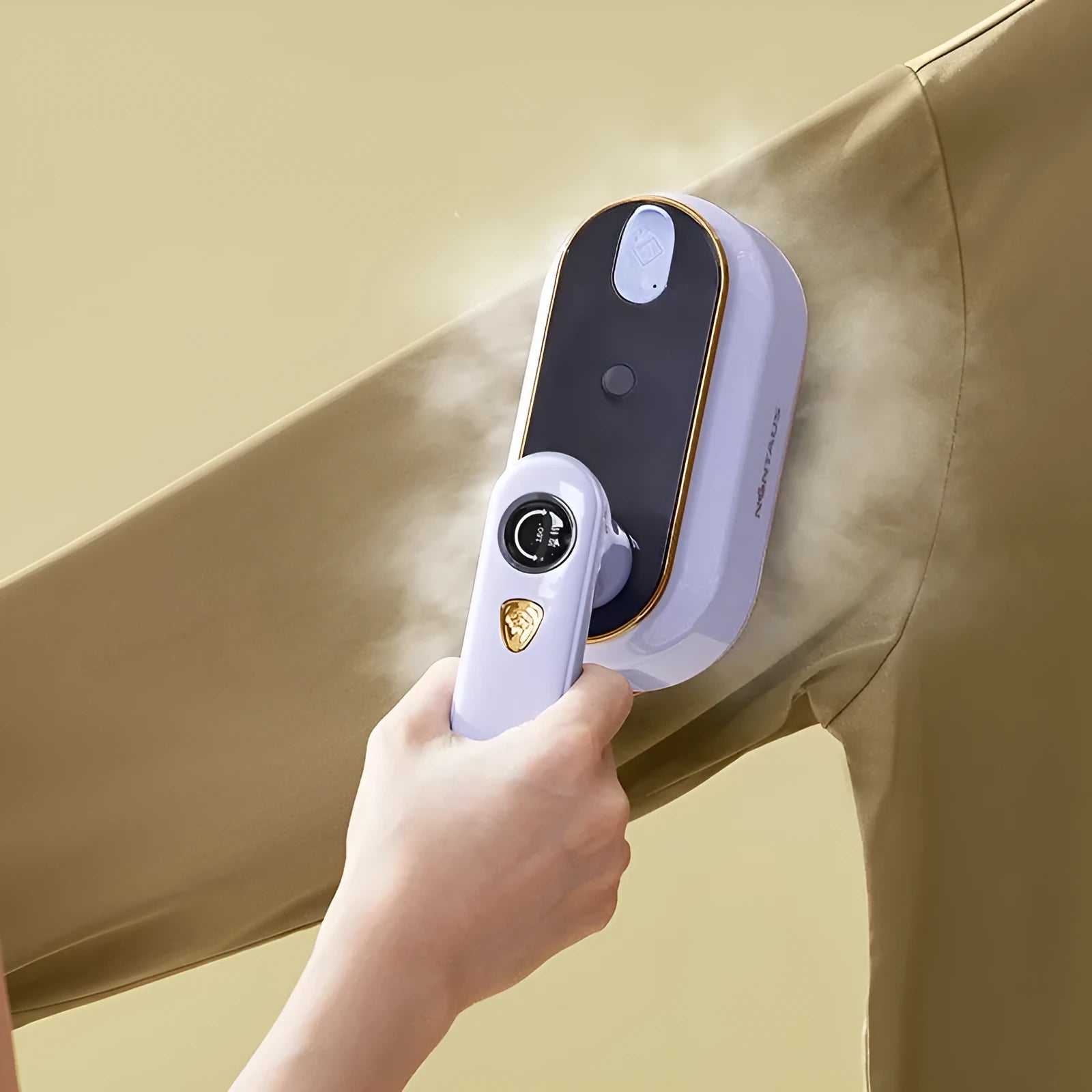 Portable foldable ironing machine with ceramic plate in milky white colour