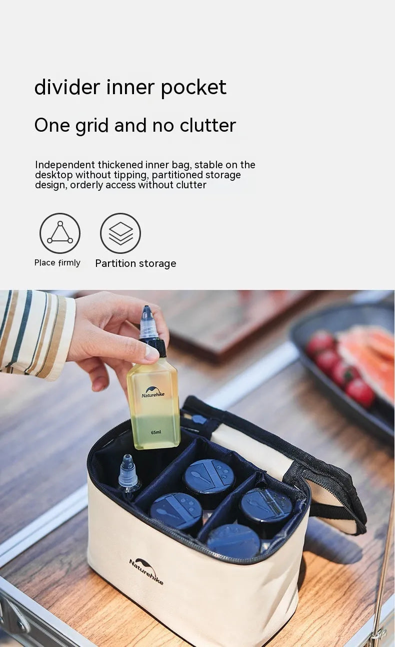 Naturehike six-piece PP plastic portable seasoning bottle set for outdoor cooking and picnics.