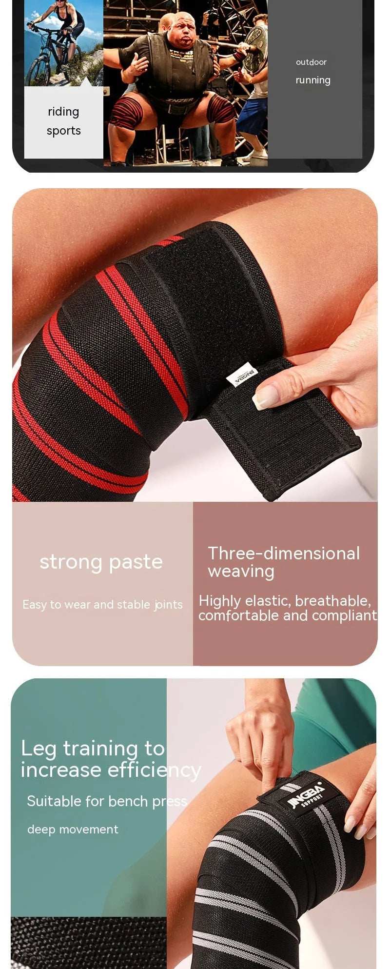 Adult adjustable knee pads for weightlifting and cycling sports protection in blue colour