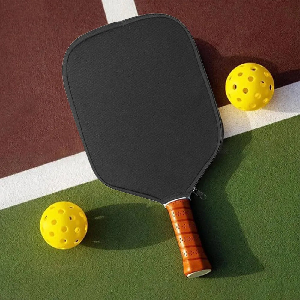 Black neoprene protective sleeve for a table tennis racket showing texture and fit