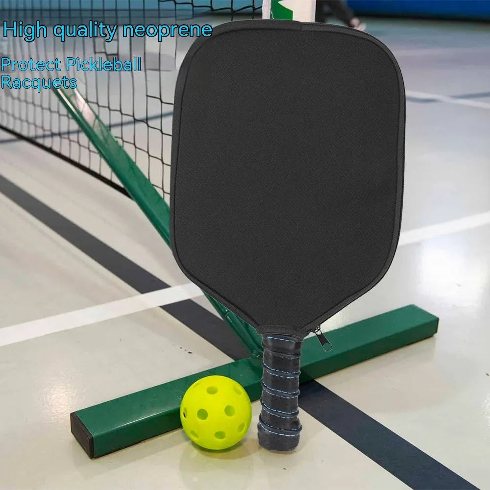 Black neoprene protective sleeve for a table tennis racket showing texture and fit