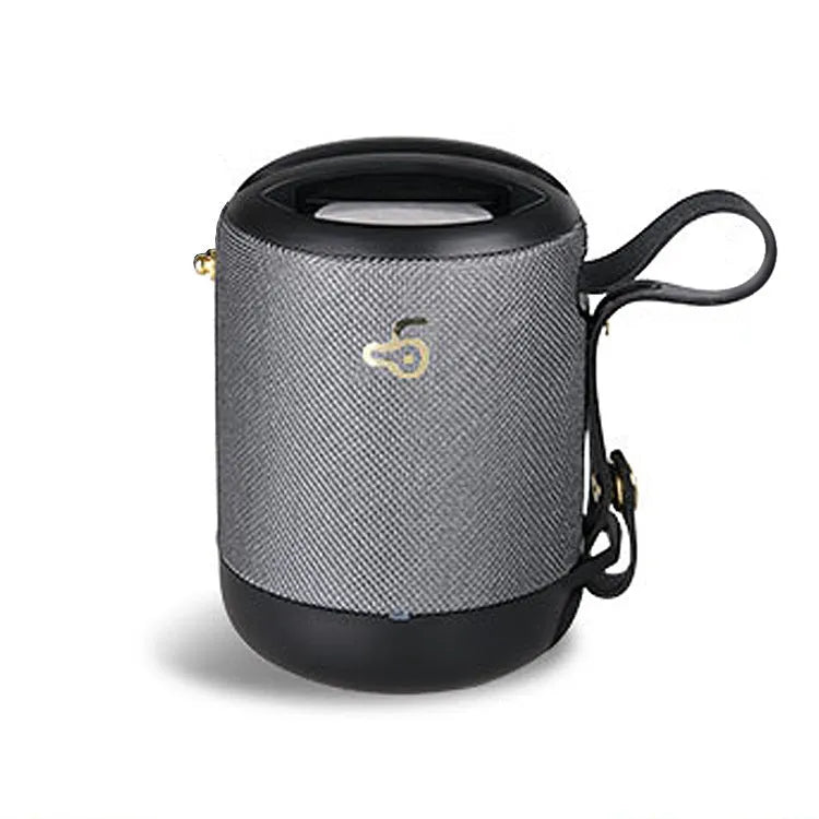 Waterproof portable Bluetooth speaker with subwoofer in compact 81x81x116mm metal chassis with carrying belt