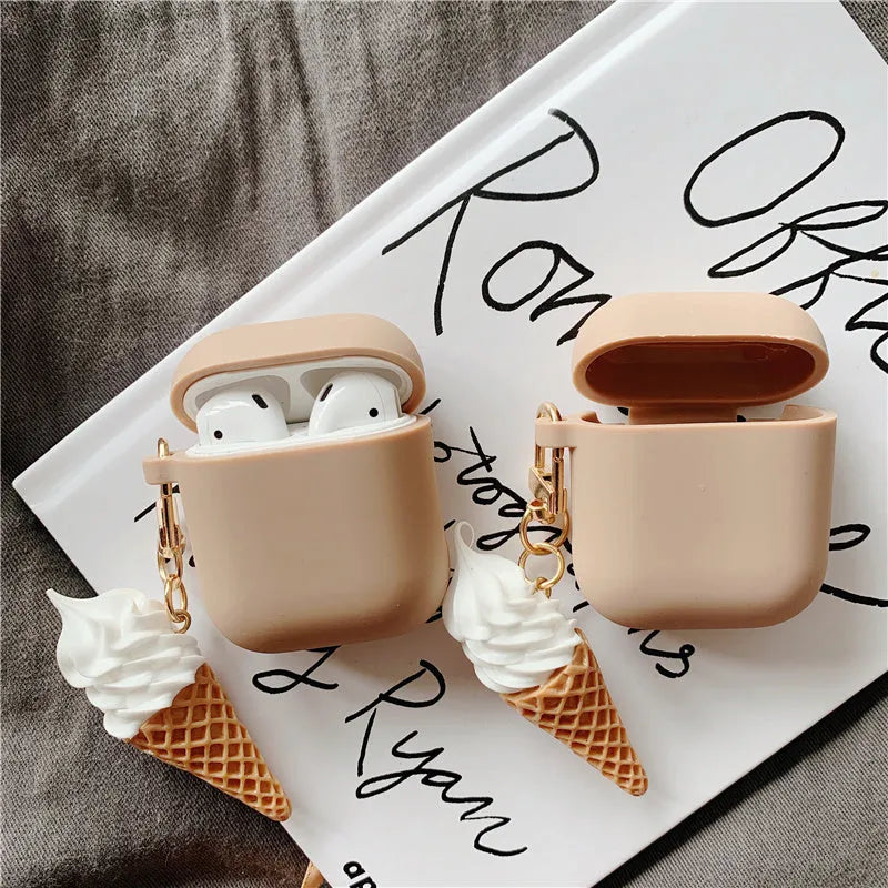 Silicone cylinder ice cream design case for Apple AirPods 2 wireless headphones.