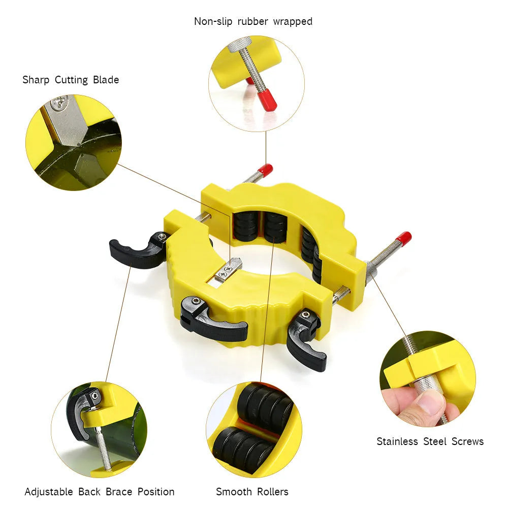 Yellow plastic and stainless steel bottle cutting tool for DIY glass crafts
