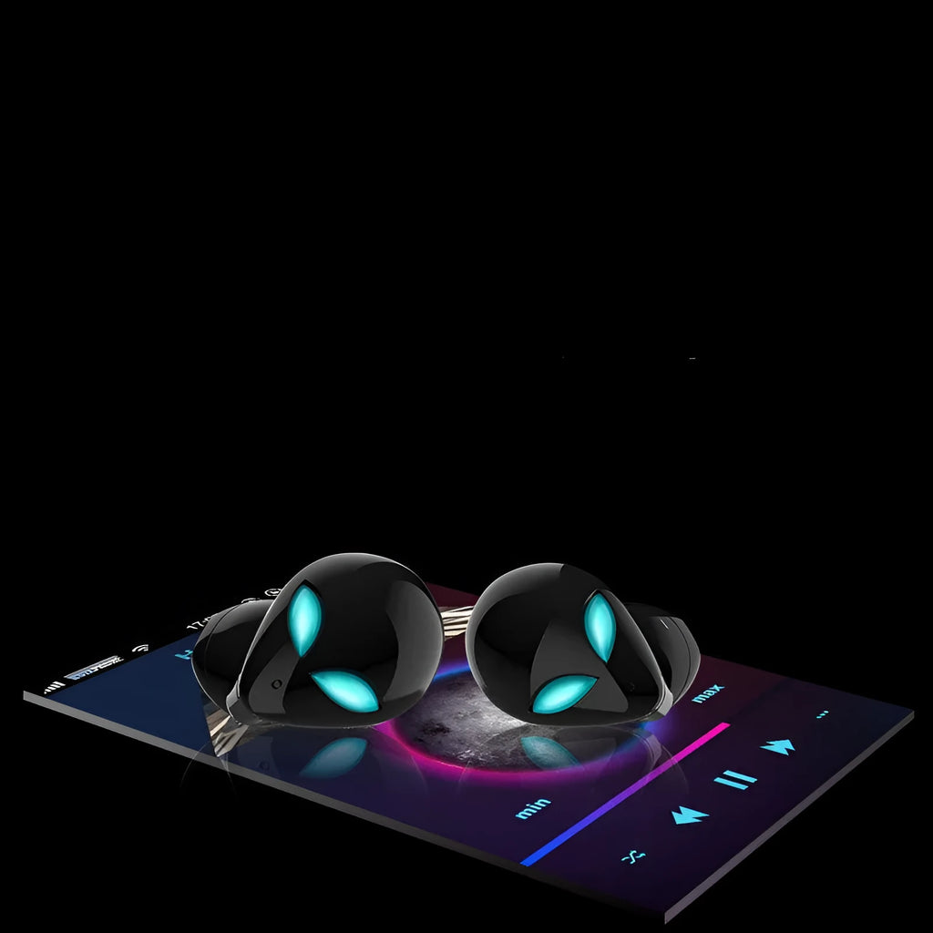 Creative Outer T8 Starman alien design wireless Bluetooth earbuds with charging case in red colour
