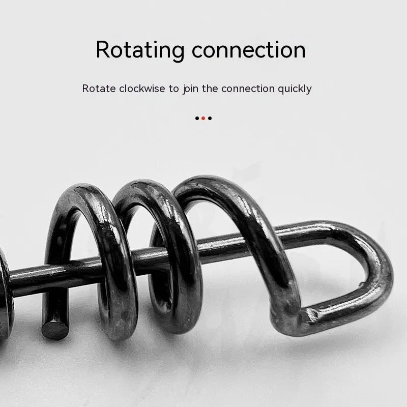 Stainless steel and copper fishing swivel connector with 8-shaped ring in seven colour-coded sizes.