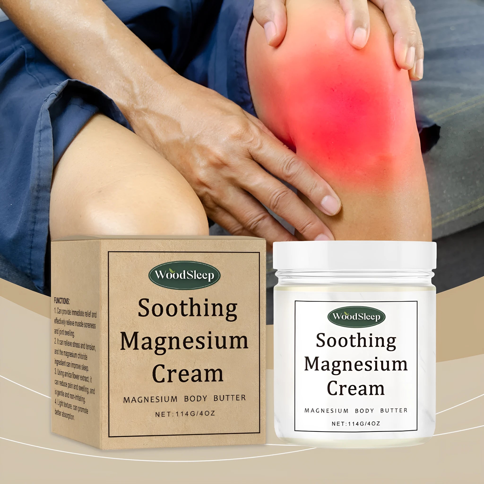 114g magnesium cream container for body care after exercise with allantoin and glycerin