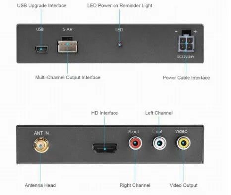 Black car mirror link box Wi-Fi converter with power cable, AV cable, antenna and manual