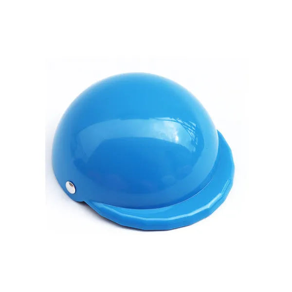 Plastic dog motorcycle cap helmet shown in multiple colours with Japanese style design