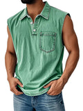 Man wearing 3D digitally printed loose fit polo shirt with button front and short sleeves