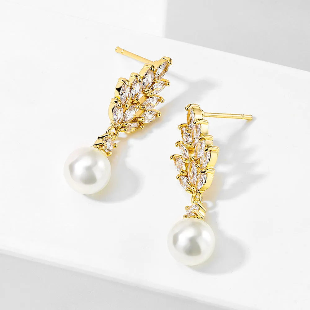 Geometric flower earrings with micro inlaid zircon detailing in three plating colours