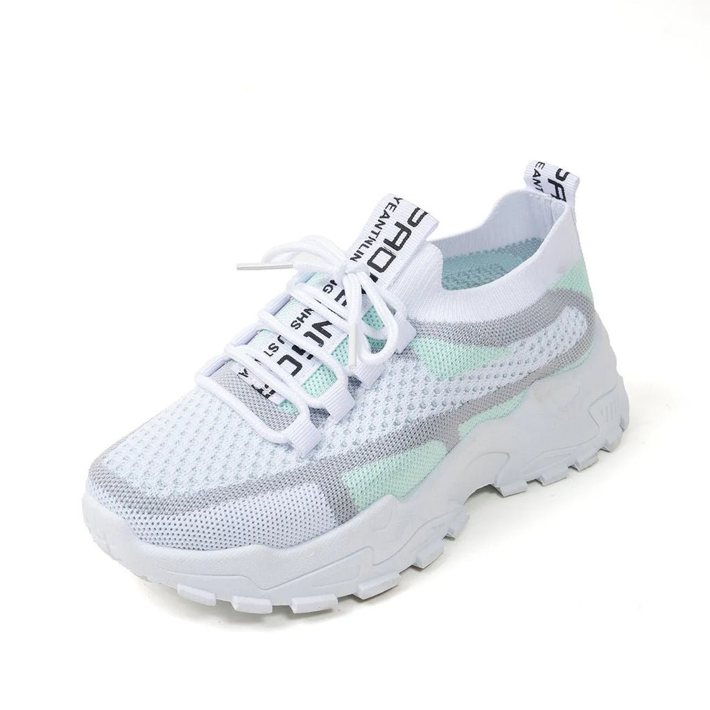 Women's Flyknit mesh lace-up sneakers in multiple colour options with rubber sole