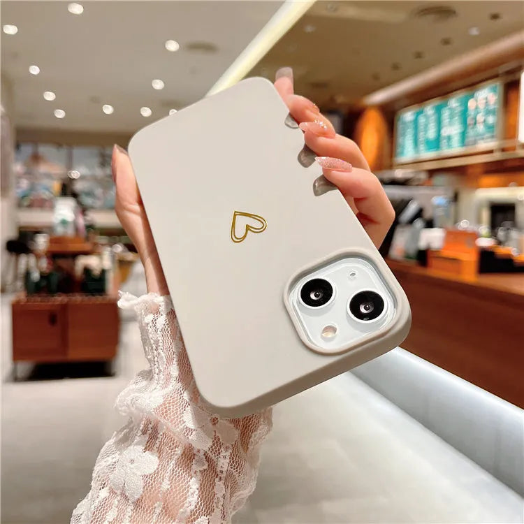 Soft silicone iPhone case with hot stamped love design in grey brown colour with non-slip TPU protection
