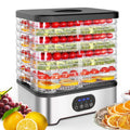 Silver and red household food dehydrator with 8 expandable drying trays.