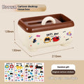 Cartoon design plastic desktop organiser with storage box, pen container, tissue box and coin bank accessories in red and brown colours