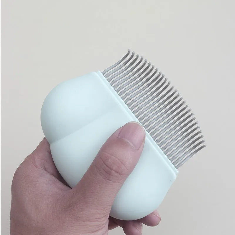 Paw Soft deshedding brush for pets in blue, pink, or white, measuring 9cm.