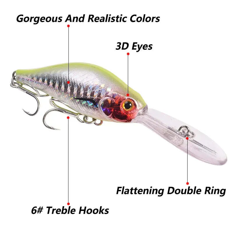 Floating Rock Little Fat Man 10.5cm diving fishing lure with long tongue board design