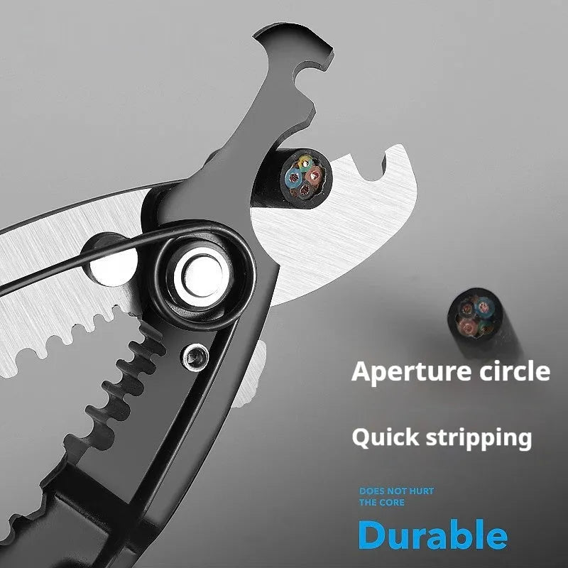 Fully automatic wire stripping pliers with high carbon steel blade and 45 steel body for electricians