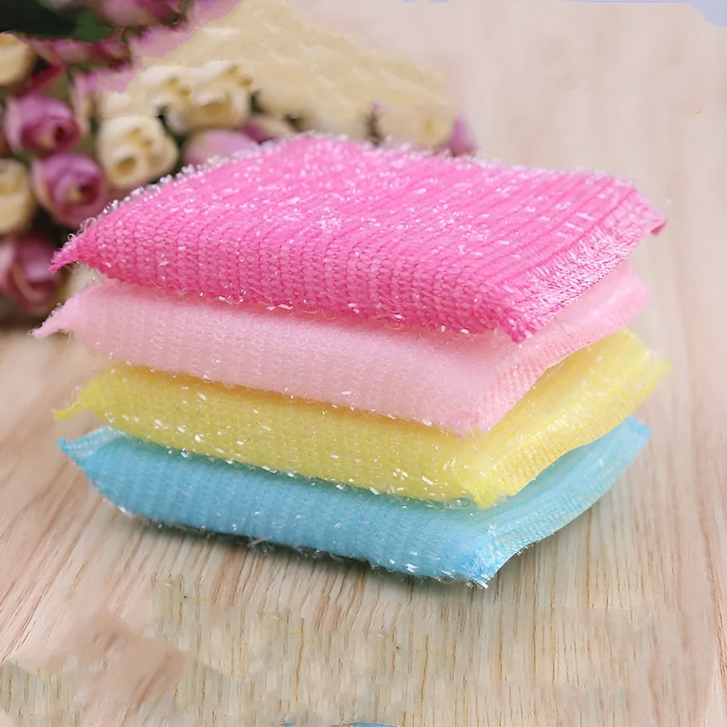 Pinstripe fabric dishwashing sponge mop in macaron colours with plastic handle for wet and dry cleaning