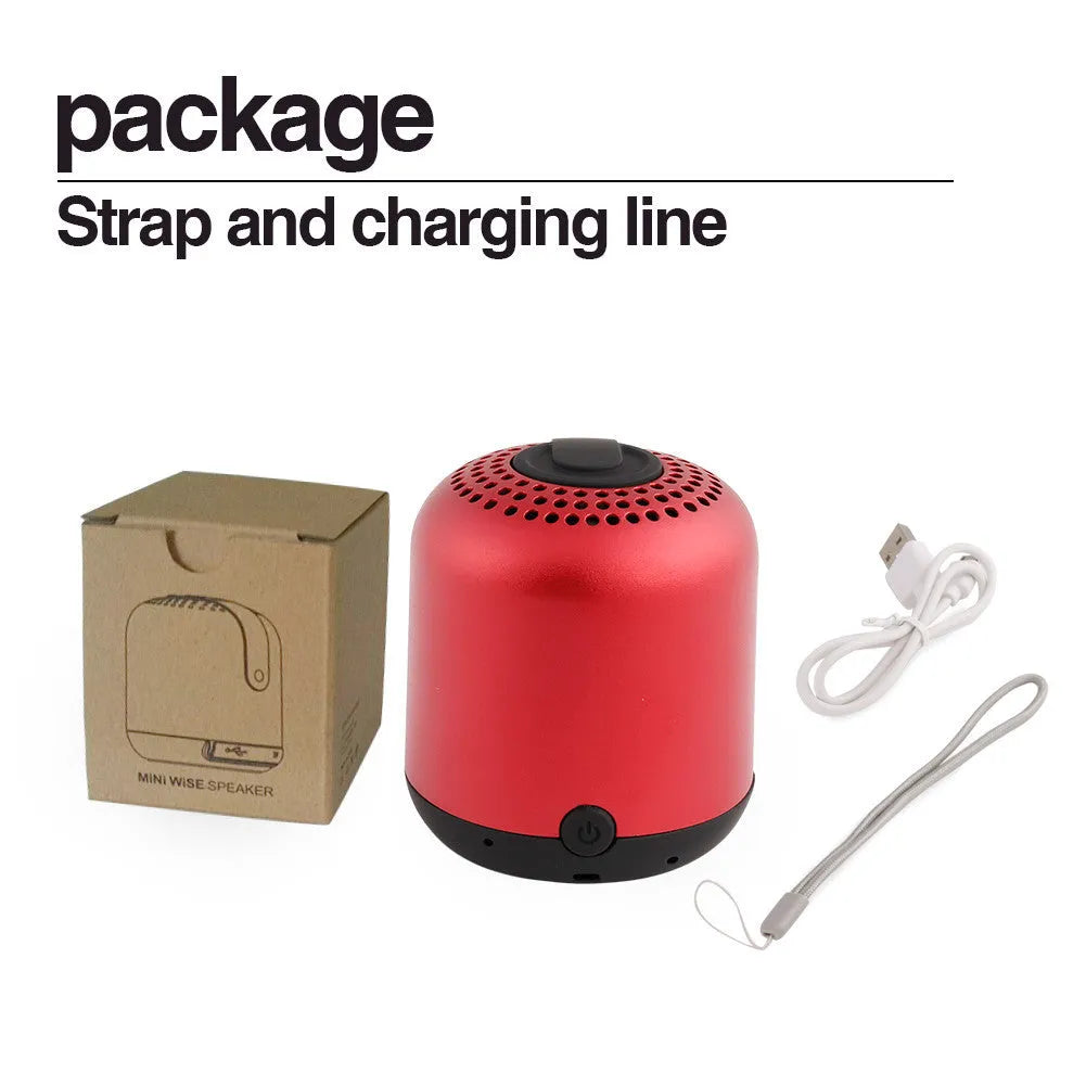 Hieha XQ11 mini cylinder-shaped portable Bluetooth speaker in black, silver, red, gold, or pink.