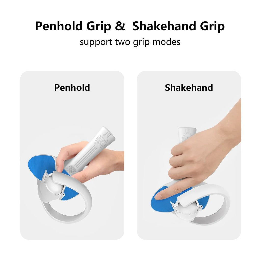 Red and blue plastic silicone table tennis racket grip accessory for Pico 4 VR controller measuring 160x110x80mm