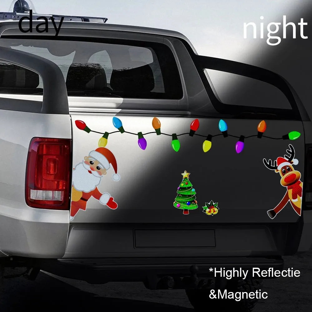 Reflective Christmas elk magnetic car decoration sticker with cartoon design in RFM025 colour