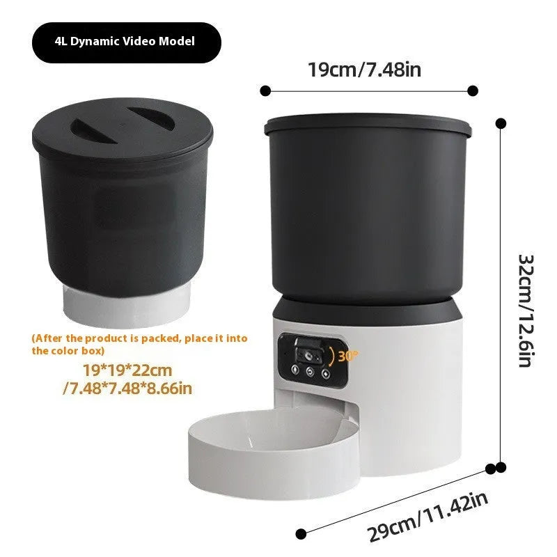 4 litre smart pet feeder with wifi remote control and optional rotating camera