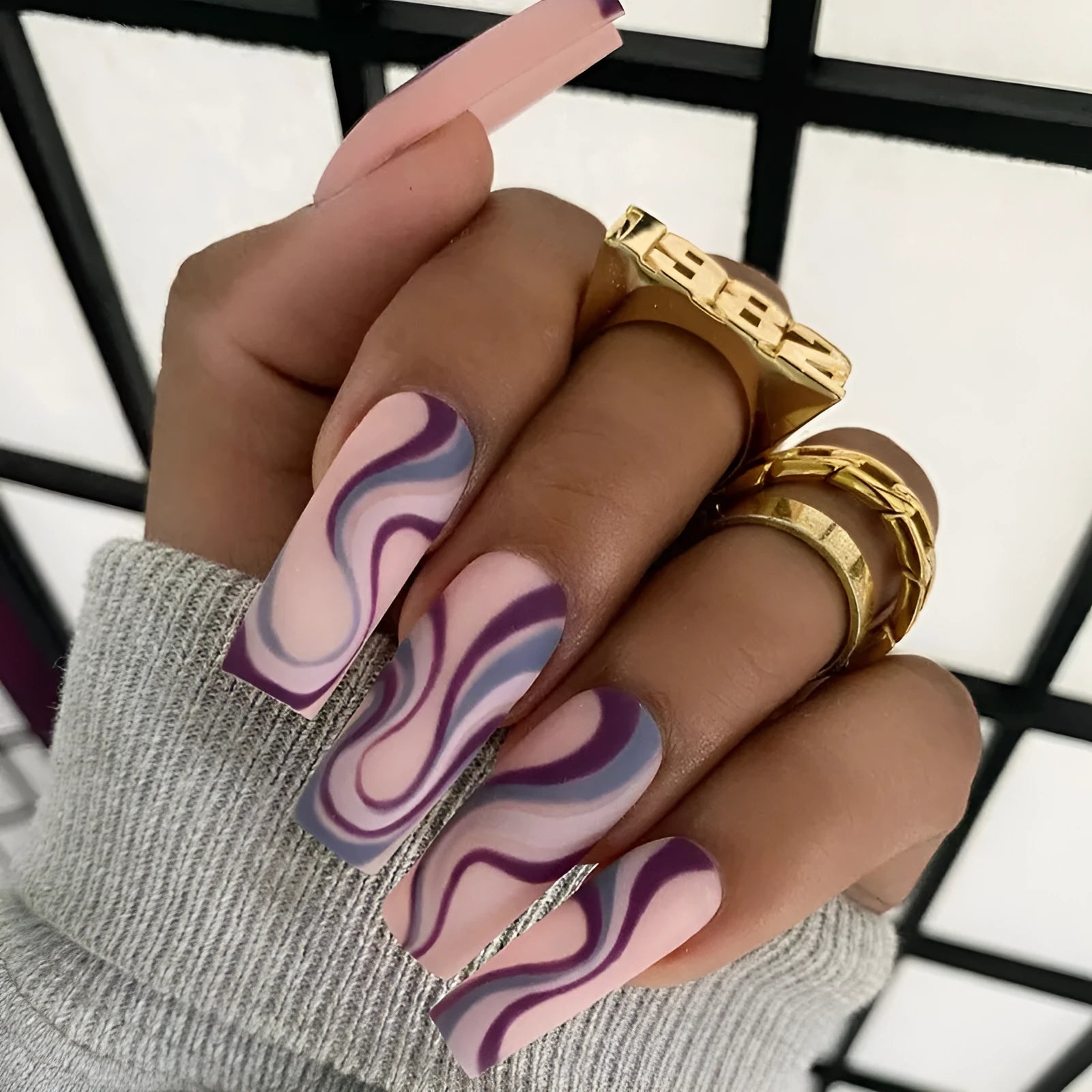 Ballet wave line nail stickers set with jelly glue in multiple pattern options