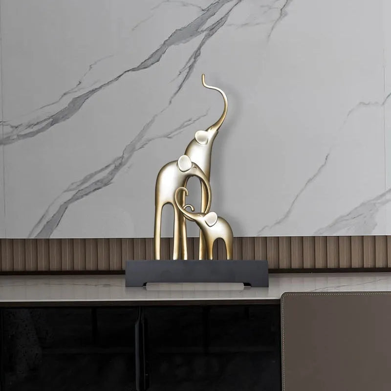 European style fortune elephant decorative craft resin figurine in bright gold rose gold elegant silver or retro colour