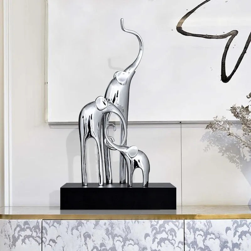 European style fortune elephant decorative craft resin figurine in bright gold rose gold elegant silver or retro colour