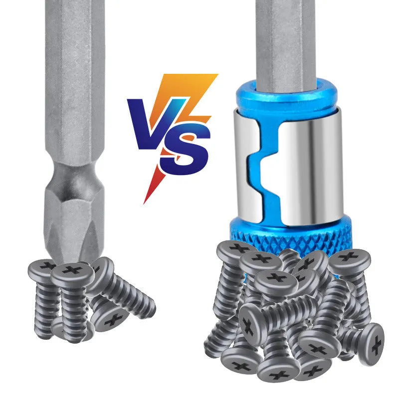 Light blue magnetic screwdriver bit with high carbon steel construction