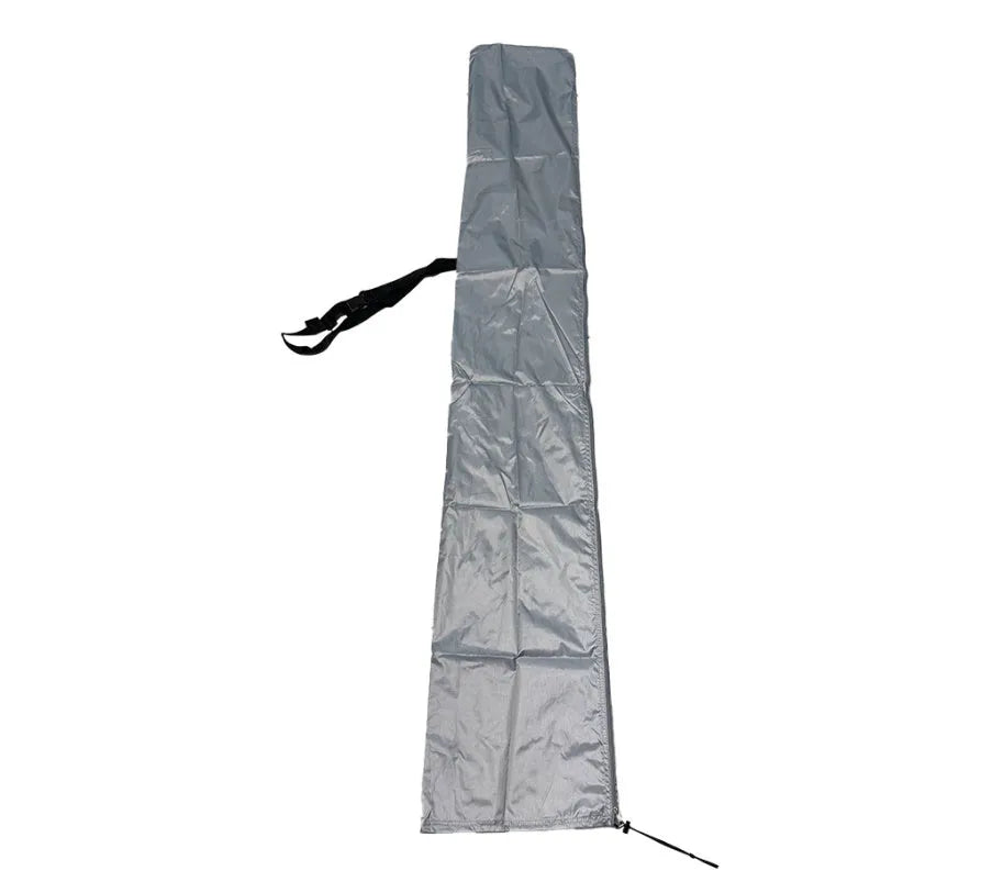 Black waterproof Oxford cloth cover for a banana-shaped offset outdoor umbrella.