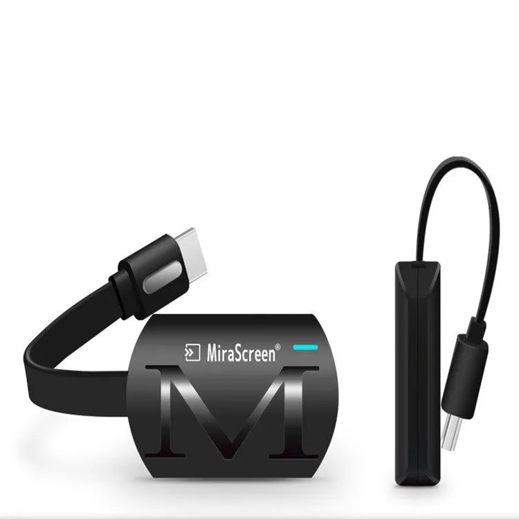 Black USB HDMI screen mirroring dongle for wireless 1080p display from phones and laptops