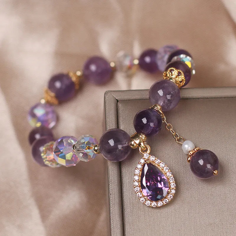 Women's purple amethyst crystal bracelet with micro inlay processing technology