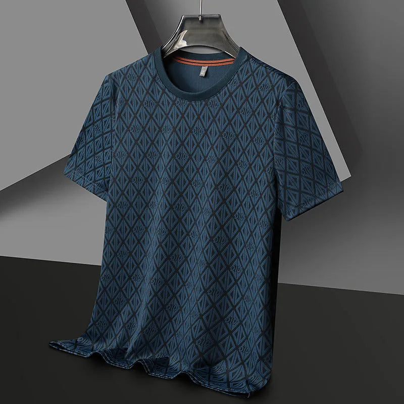 Men's loose fit ice silk short sleeve pullover t-shirt in solid colour