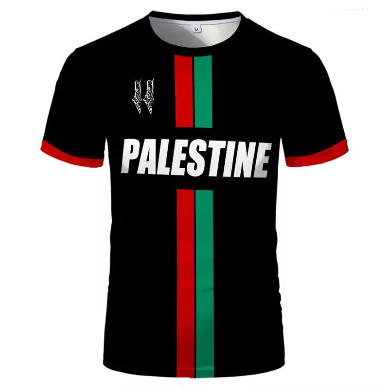 3D printed football pattern T-shirt in black spandex fabric with half sleeve street fashion design
