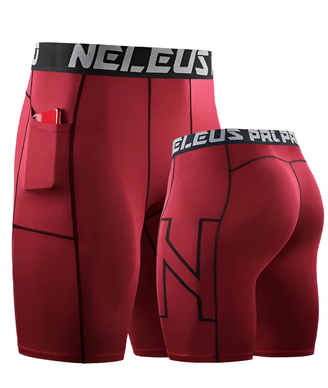 Mens black milk silk polyester tight shorts for running and summer fitness