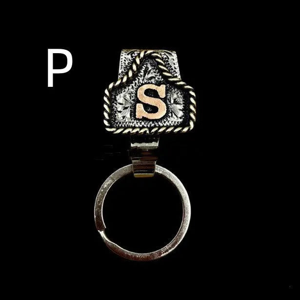 Metal cow tag belt key holder with keychain attachment in various colour options
