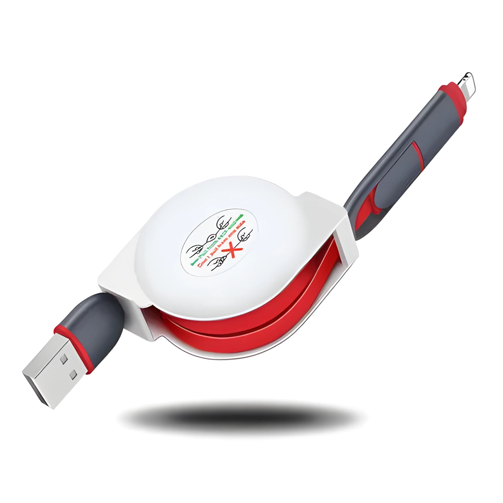 Telescopic charging cable extended to 120cm with 3-in-1 connectors in choice of colours